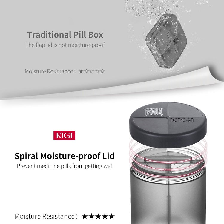 KIGI 2-in-1 Large Capacity Sealed Rotatable Lid Pill Container with Smart App