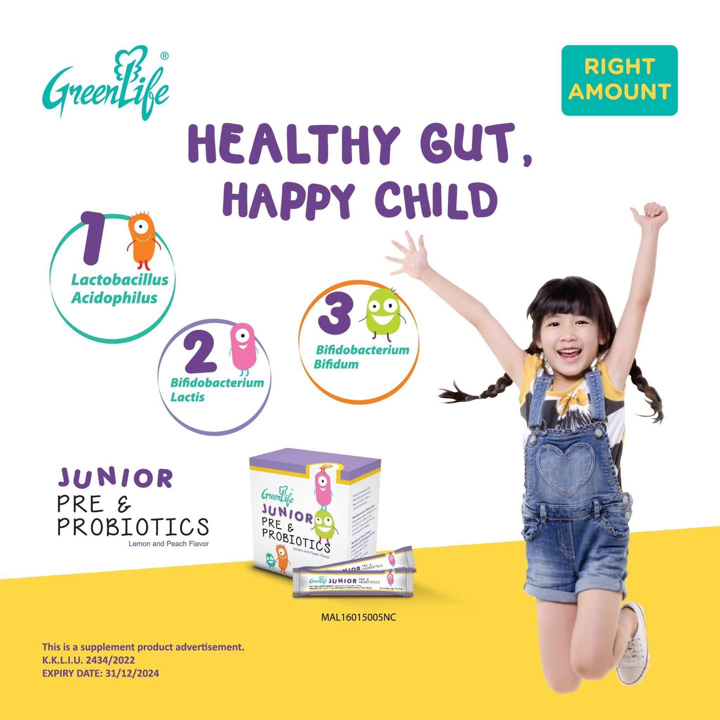 GreenLife Junior Pre & Probiotics Powder 4 Billion CFU (30 sachets)