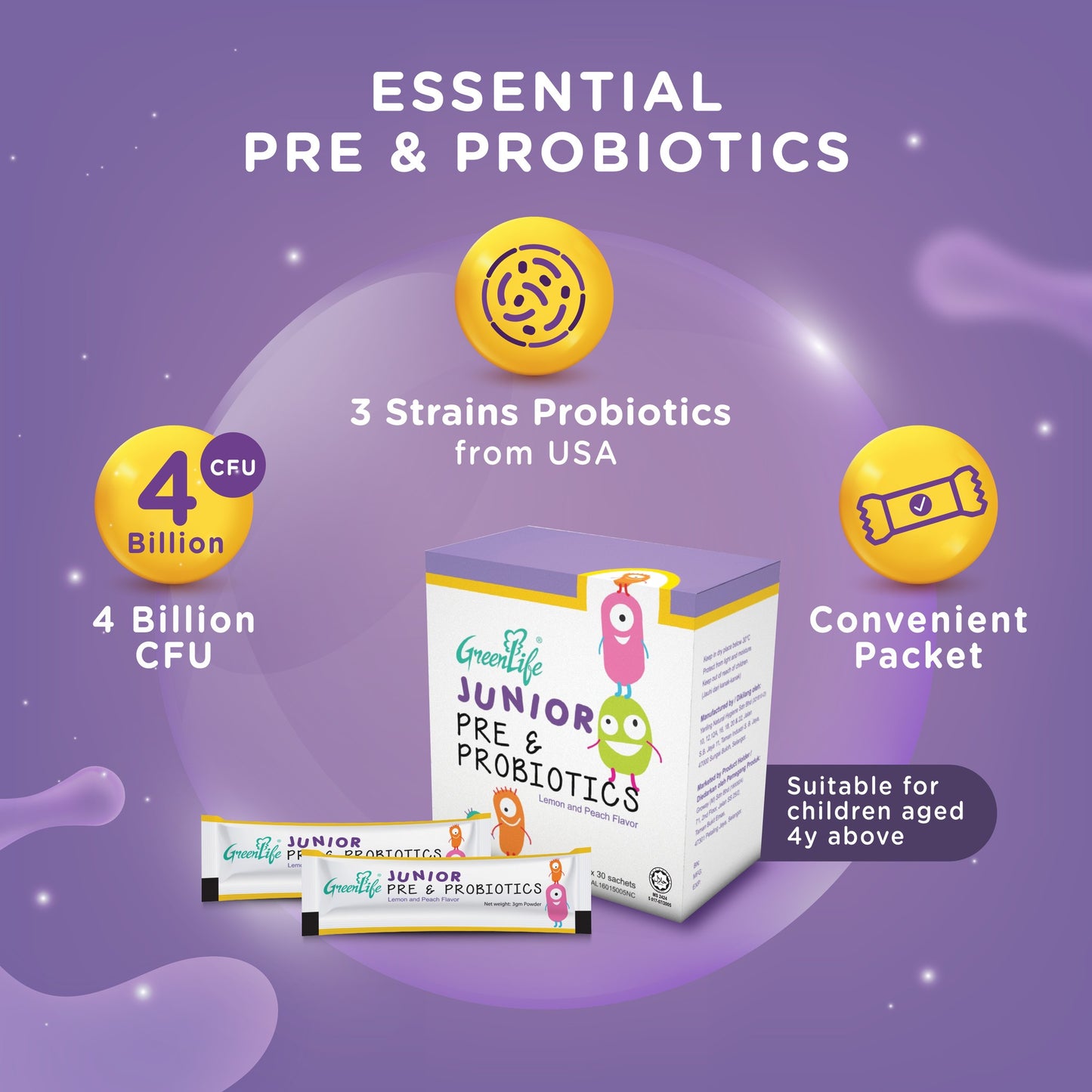 GreenLife Junior Pre & Probiotics Powder 4 Billion CFU (30 sachets)