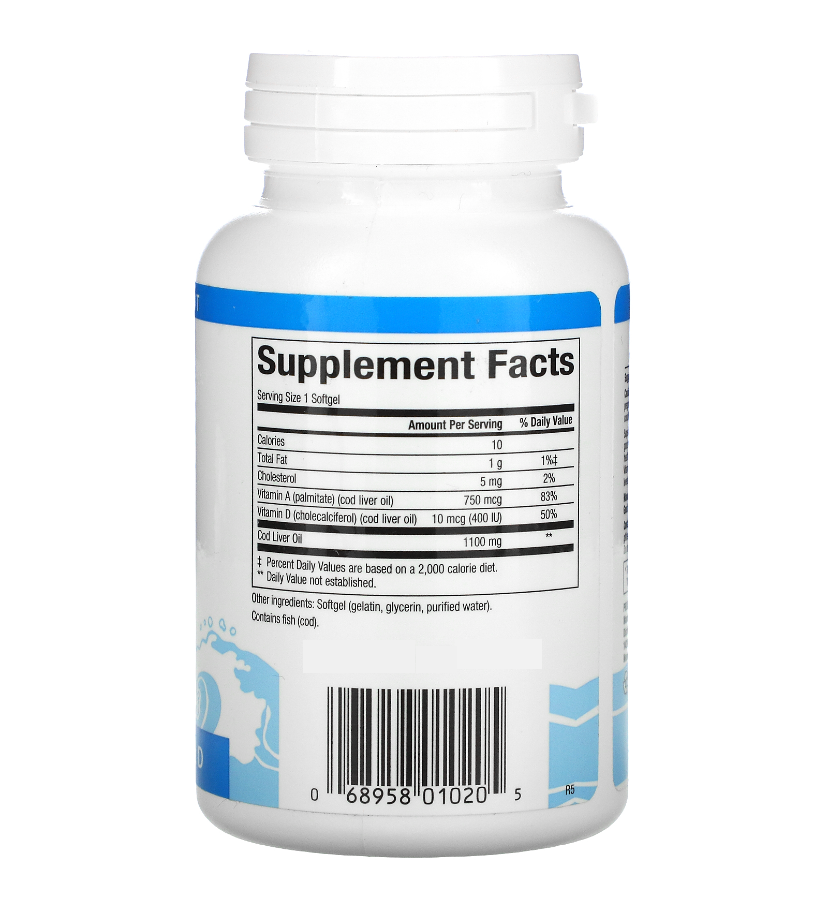 Natural Factors Super Cod Liver Oil with Vitamin A & D3 1100mg (90 softgels)