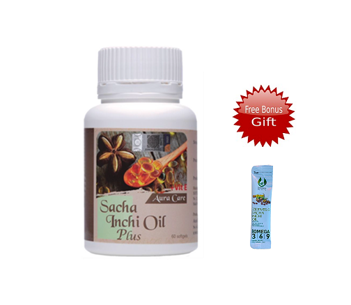 Aura Care Sacha Inchi Oil Plus Softgel With Vitamin E 510mg (60 vegetable softgels)