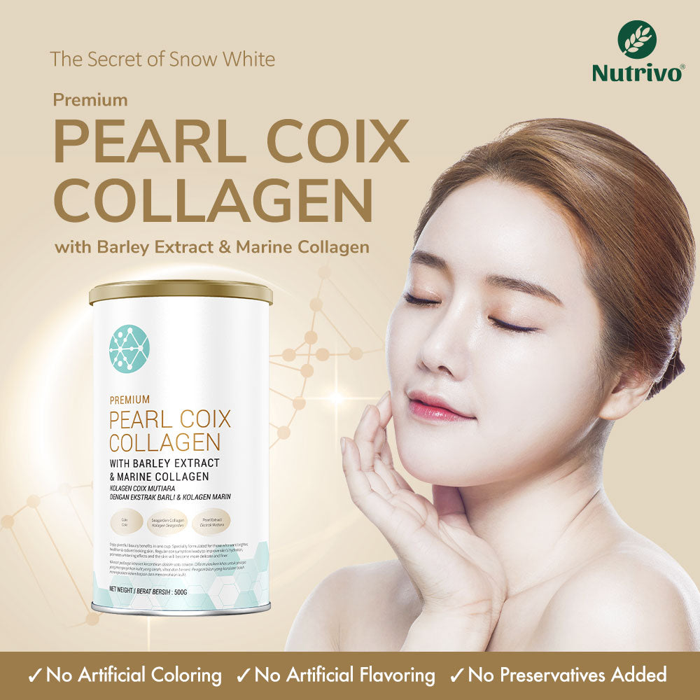 Nutrivo Premium Pearl Coix Collagen with Barley Extract and Marine Collagen Beauty Beverage 500g