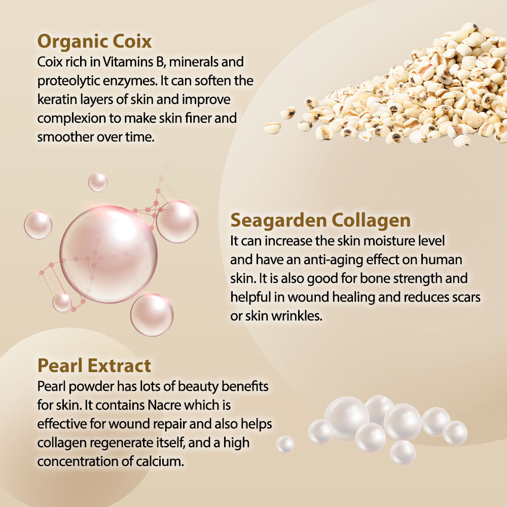 Nutrivo Premium Pearl Coix Collagen with Barley Extract and Marine Collagen Beauty Beverage 500g