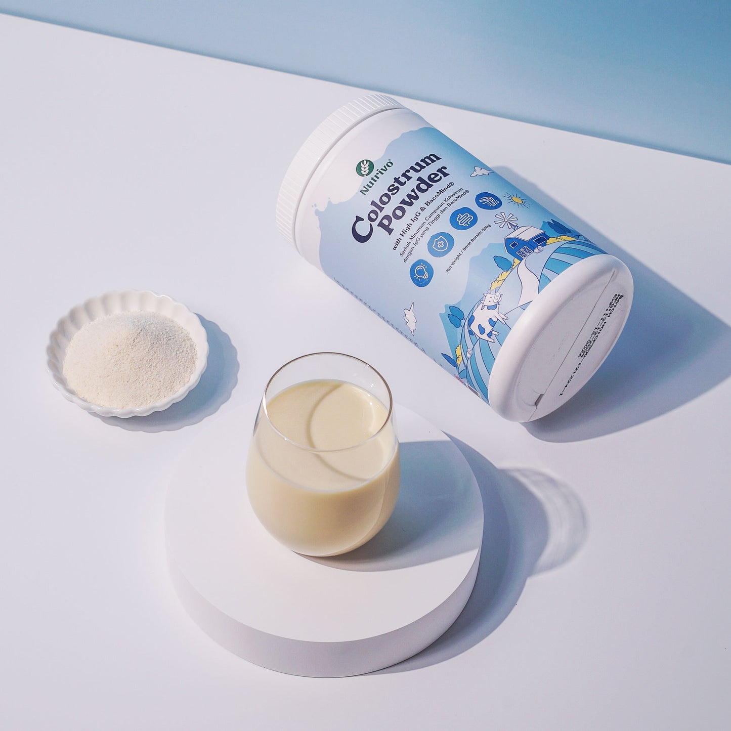 Nutrivo Colostrum Powder (500g) IgG 1000mg and BacoMind 2500mg USA Formula with Probiotics
