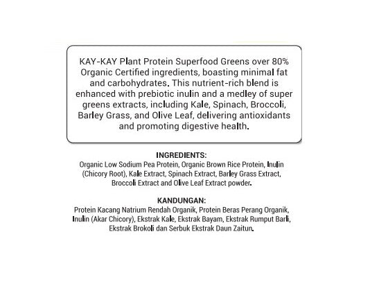 KAY KAY Plant Protein Superfood Greens Powder 550g