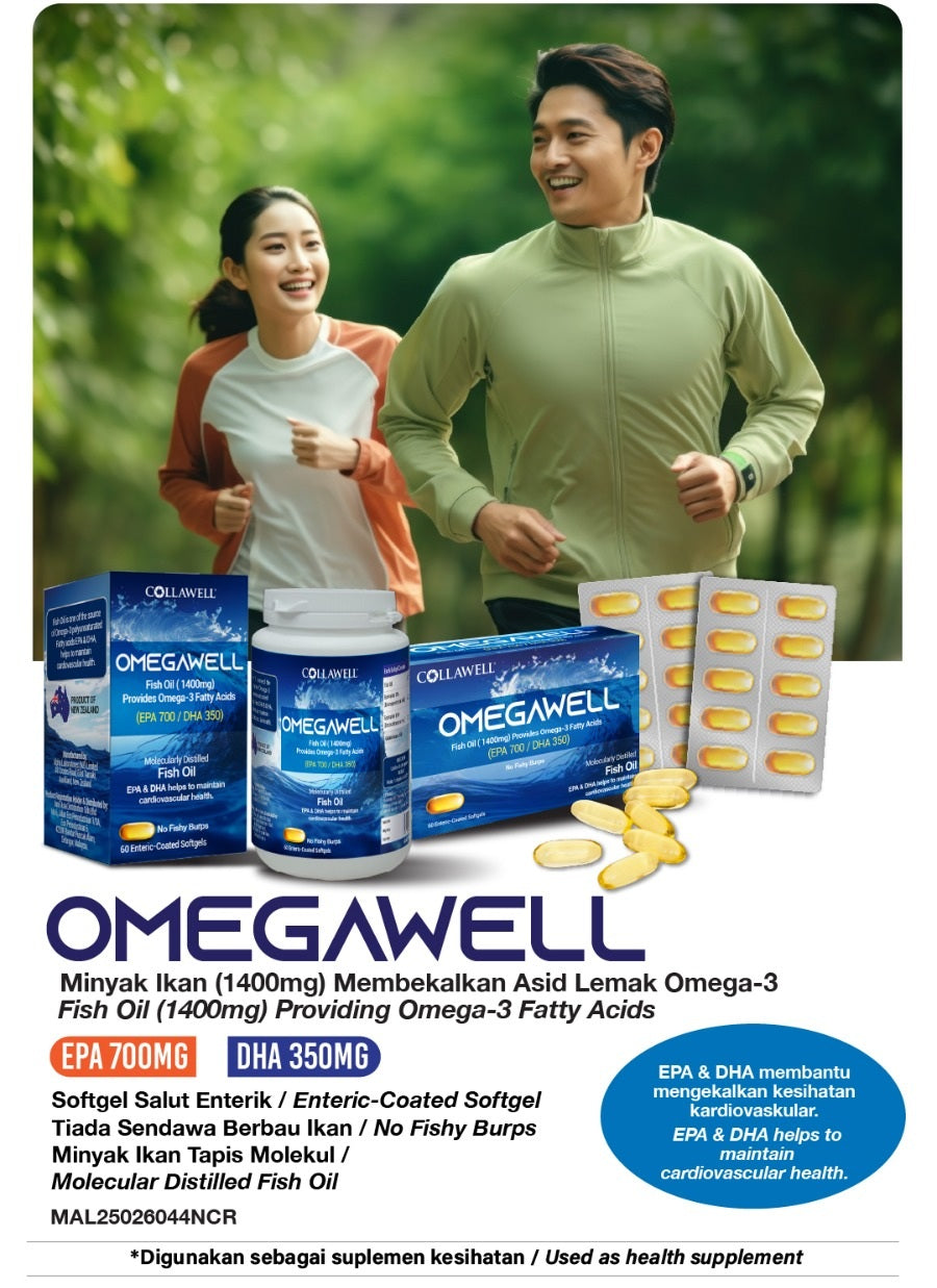 Collawell OmegaWell High Strength Omega 3 Fish Oil (60 enteric coated softgels) EPA 700 / DHA 350