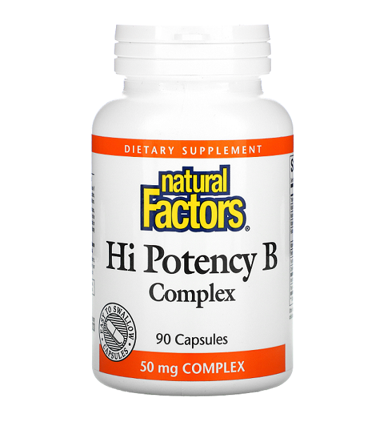 Natural Factors Hi Potency B Complex 50mg (90 Easy to Swallow Capsules)
