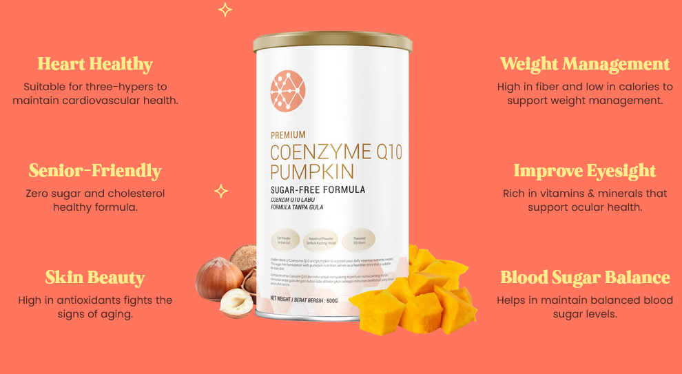 Nutrivo Premium Coenzyme Q10 Pumpkin Sugar Free Formula 500g