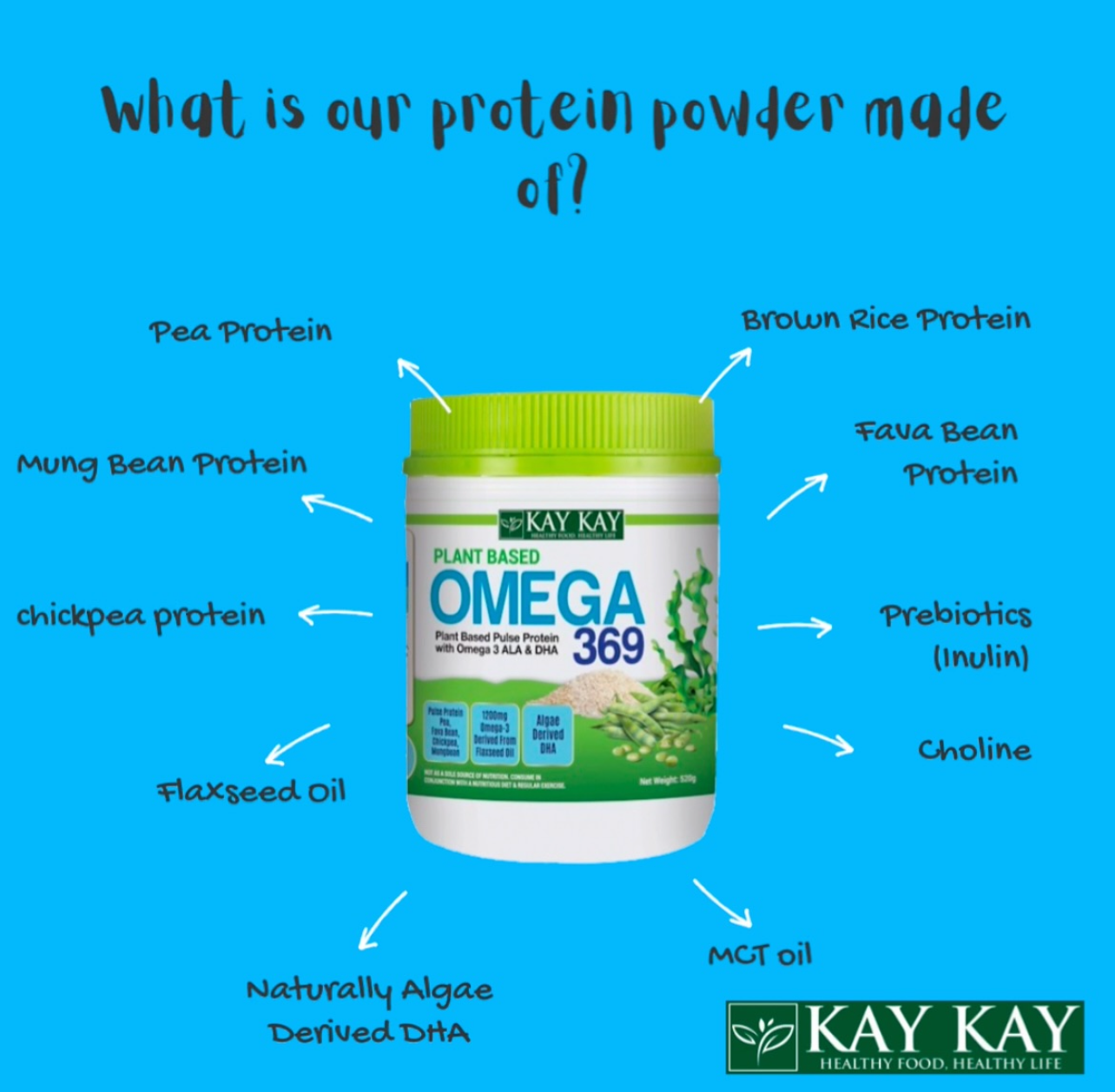 KAY KAY Plant Based Omega 369 ALA DHA Powder (520g)
