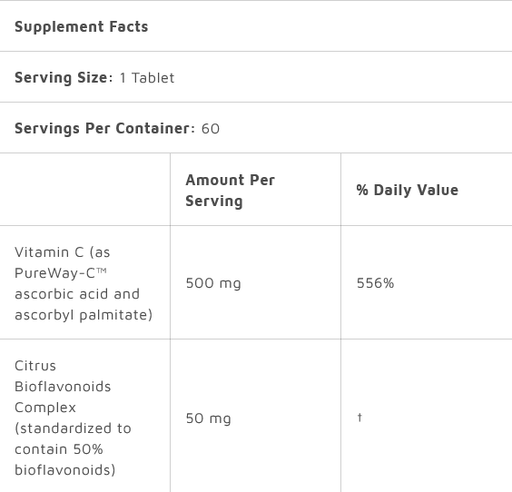 Doctor's Best Pureway C High Absorption Vitamin C 500mg (60 tablets)