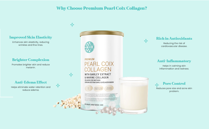 Nutrivo Premium Pearl Coix Collagen with Barley Extract and Marine Collagen Beauty Beverage 500g