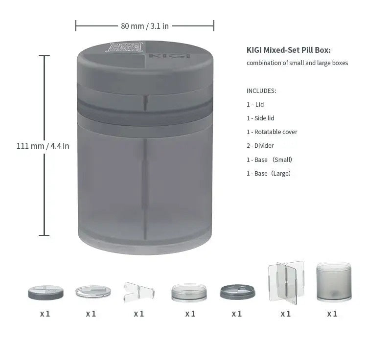 KIGI 2-in-1 Large Capacity Sealed Rotatable Lid Pill Container with Smart App