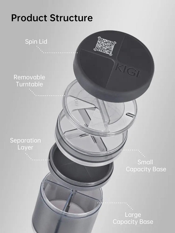 KIGI 2-in-1 Large Capacity Sealed Rotatable Lid Pill Container with Smart App