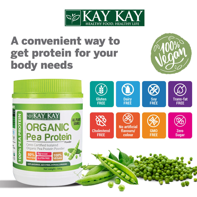 KAY KAY 100% Organic Pea Protein Isolate Powder 500g