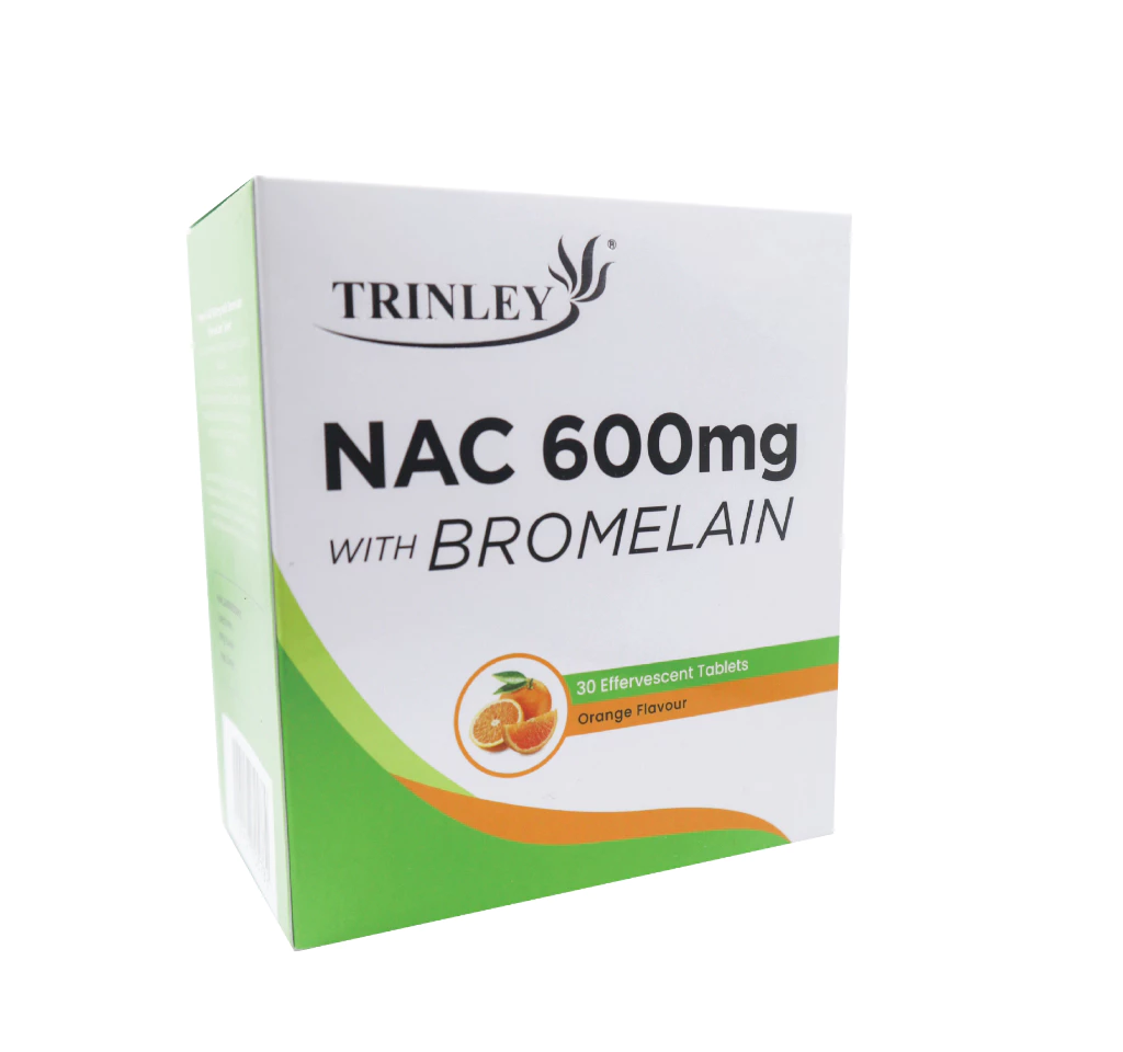 Trinley NAC 600mg with Bromelain (30 Effervescent Tablets) Orange Flavor