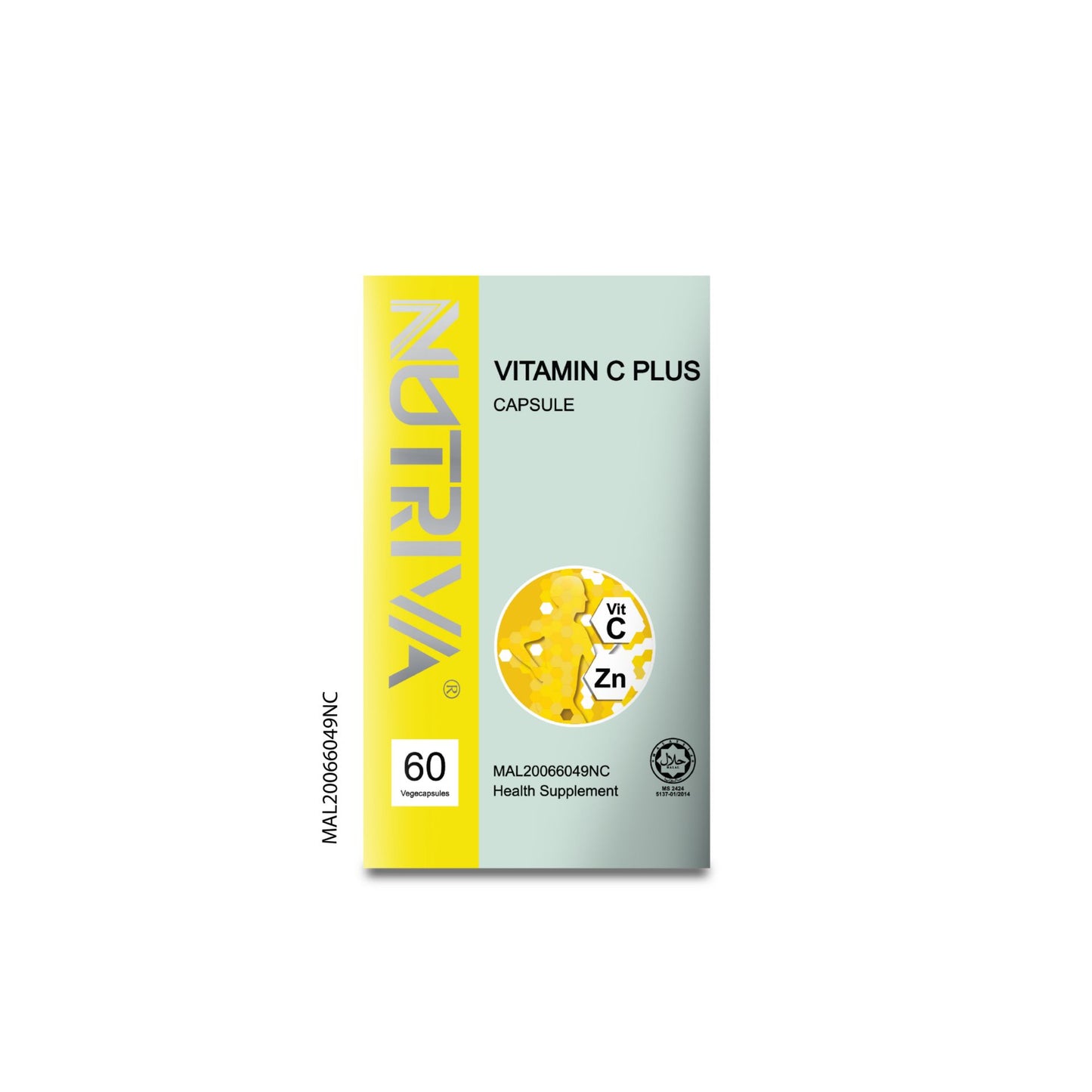 Nutriva Vitamin C Plus 450mg with Zinc (60 vegetable capsules)