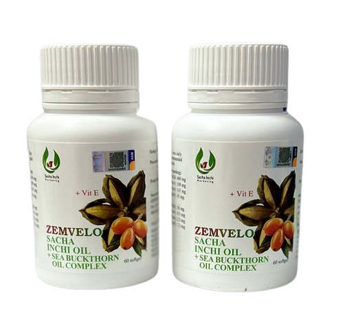 Zemvelo Minyak Sacha Inchi Oil + Sea Buckthorn Oil + Vitamin E 510mg (2 x 60 Vege Softgel Set)