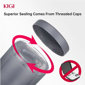 KIGI 二合一大容量密封可旋转盖药丸容器，带智能应用程序