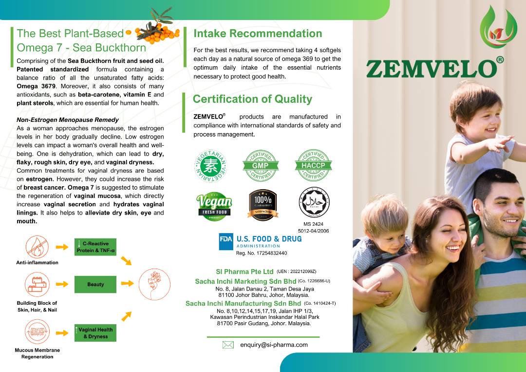 Zemvelo Minyak Sacha Inchi Oil + Sea Buckthorn Oil + Vitamin E 510mg (2 x 60 Vege Softgel Set)