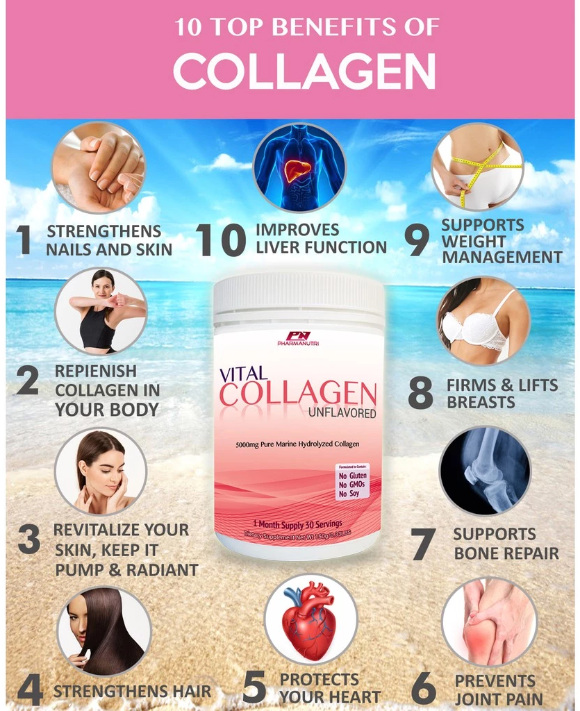 Pharmanutri Vital Collagen 5000mg Marine Hydrolysed Collagen Peptides
