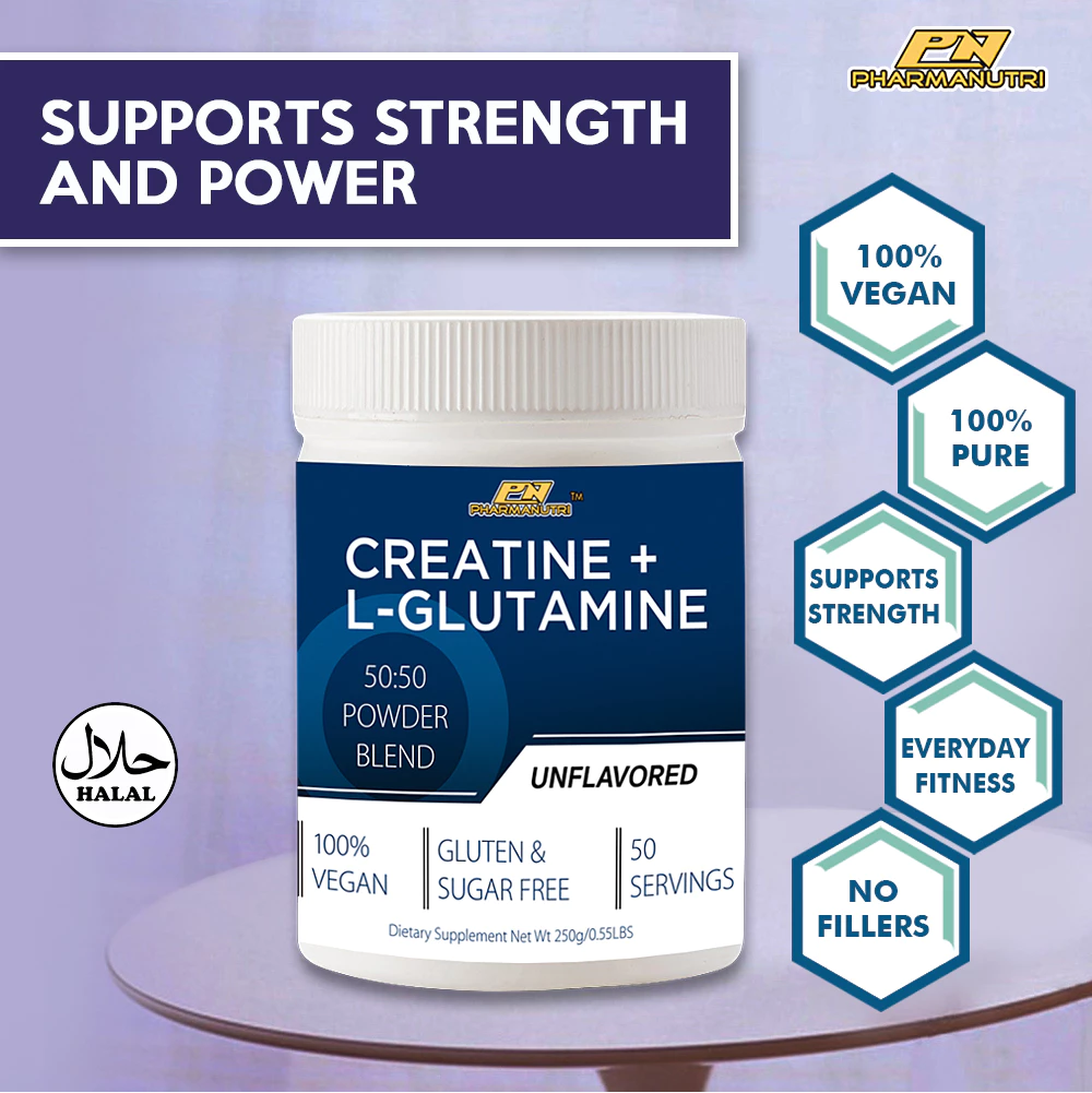 Pharmanutri Creatine Monohydrate + L-Glutamine (250g) Unflavored