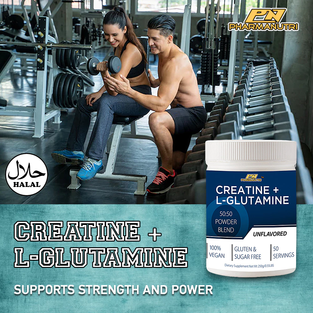 Pharmanutri Creatine Monohydrate + L-Glutamine (250g) Unflavored