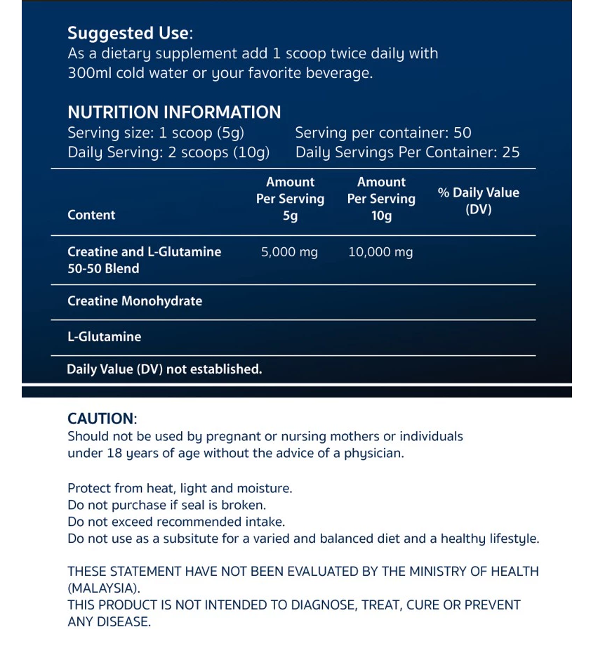 Pharmanutri Creatine Monohydrate + L-Glutamine (250g) Unflavored