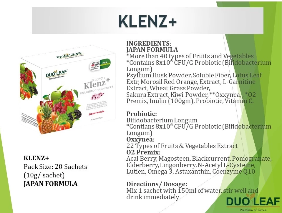 Duoleaf Klenz+ Fiber Detox Drink (10g x 20 sachets)