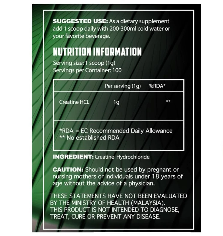 Pharmanutri Creatine HCL Hydrochloride 100g Unflavored