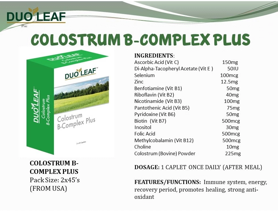 Duoleaf Colostrum B-Complex Plus (2 x 45 caplets)