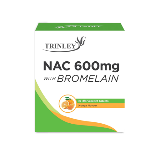 Trinley NAC 600mg with Bromelain (30 Effervescent Tablets) Orange Flavor