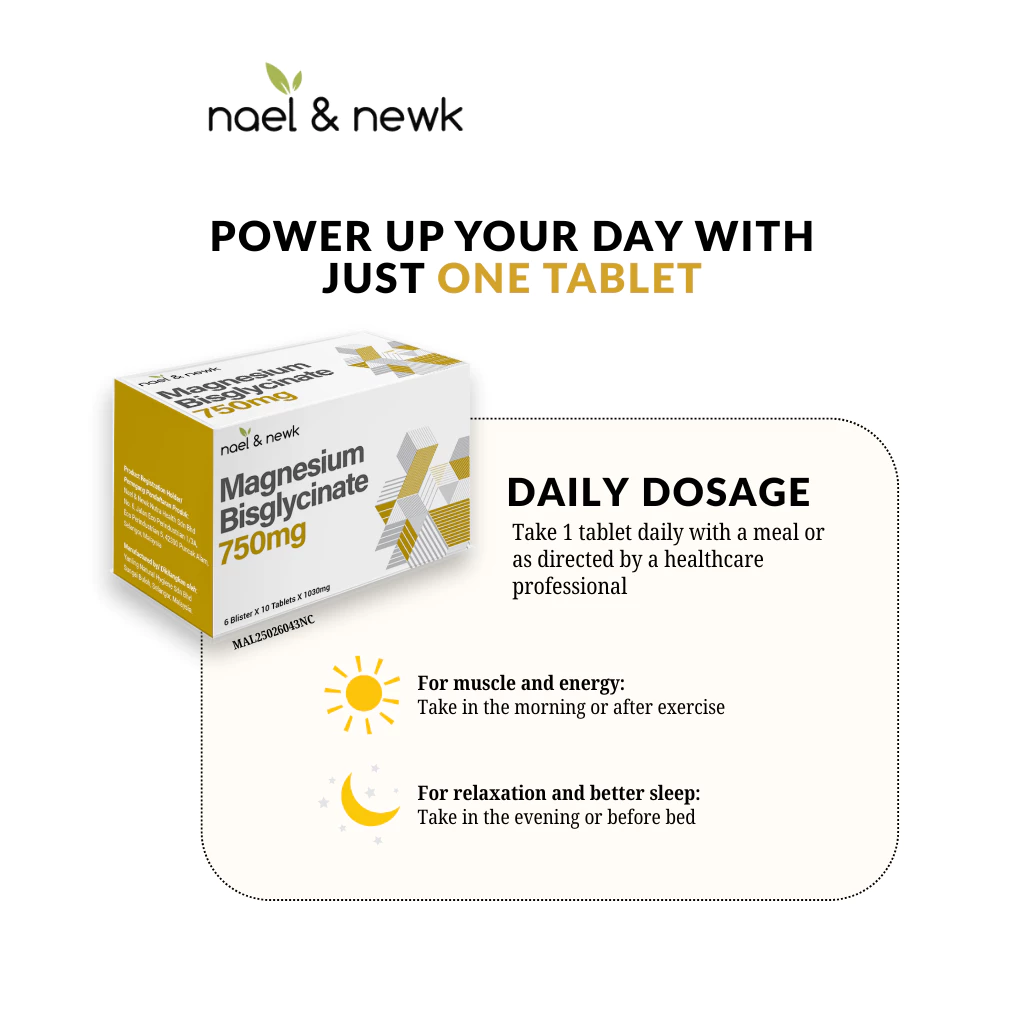 Nael & Newk Magnesium Bisglycinate 750mg (60 tablets)