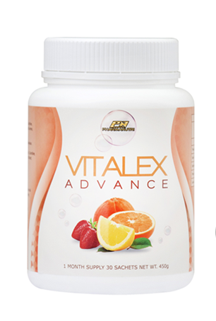 Vitalex Advance supplement container with Admiral Health & Beauty branding on a white background